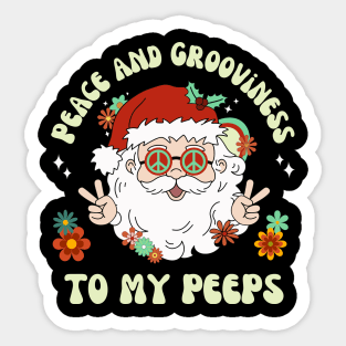 Peace and Grooviness To My Peeps Hippie Santa Christmas Sticker